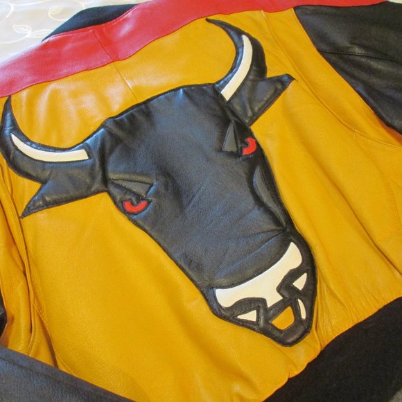 MICHAEL HOBAN GENUINE LEATHER RARE BOMBER BULL JACKET - Picture 11 of 16